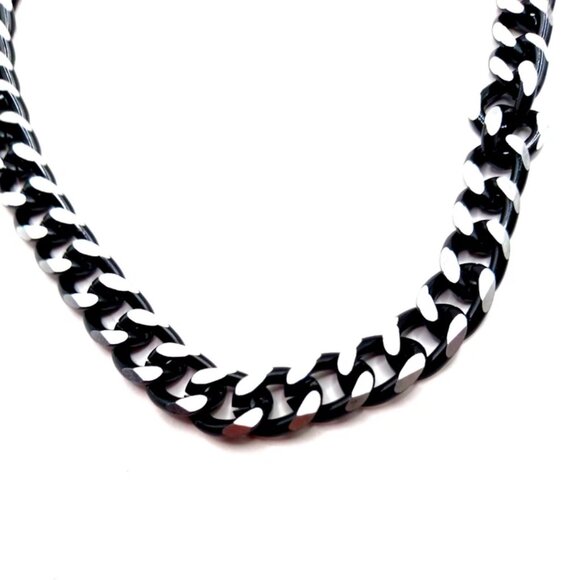 Mens Wallet Or Pants Single Layer Black+Silver Tone Chain + Goth Cross -17" - Picture 7 of 9